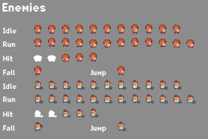 The Pack of Tiny Pixel Characters for Platformers