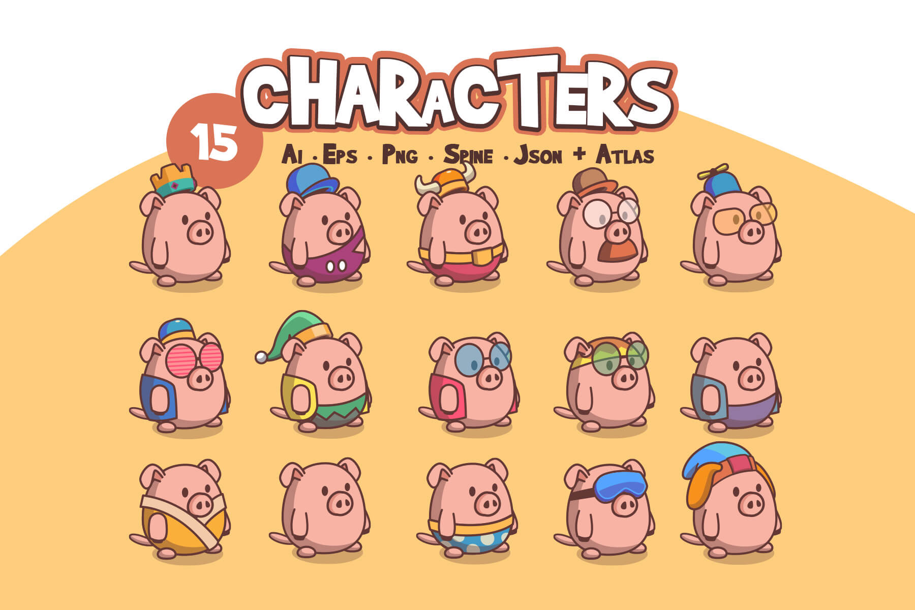 Cute Pigs Game Character Sprite Pack - CraftPix.net