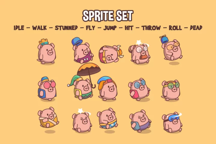 Cute Pigs Game Character Sprite Pack