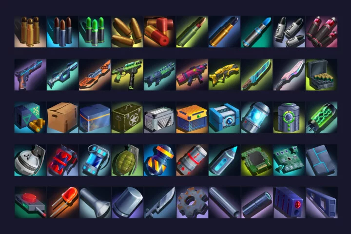 Cyberpunk Ammunition Game Icons
