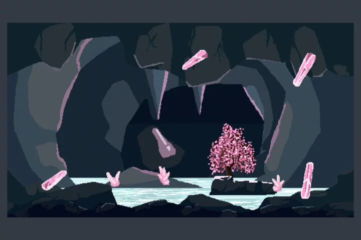 Free Crystal Cave Pixel Art Backgrounds