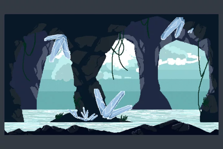 Free Crystal Cave Pixel Art Backgrounds