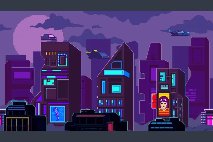 Free Futuristic City Pixel Art Backgrounds
