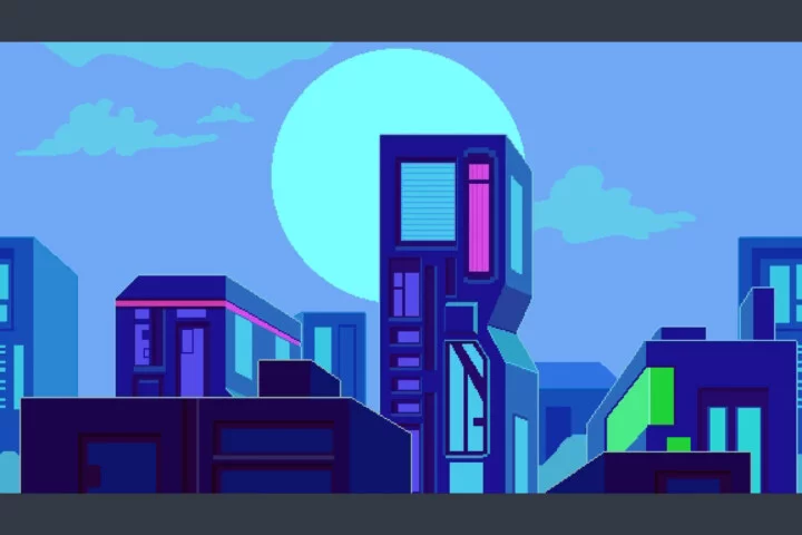 Free Futuristic City Pixel Art Backgrounds