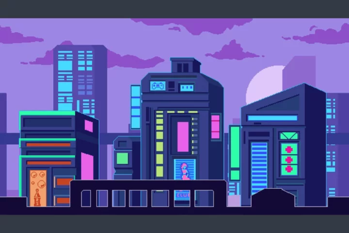 Free Futuristic City Pixel Art Backgrounds