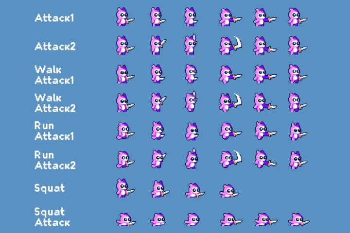 Free Tiny Pixel Hero Sprites with Melee Attacks