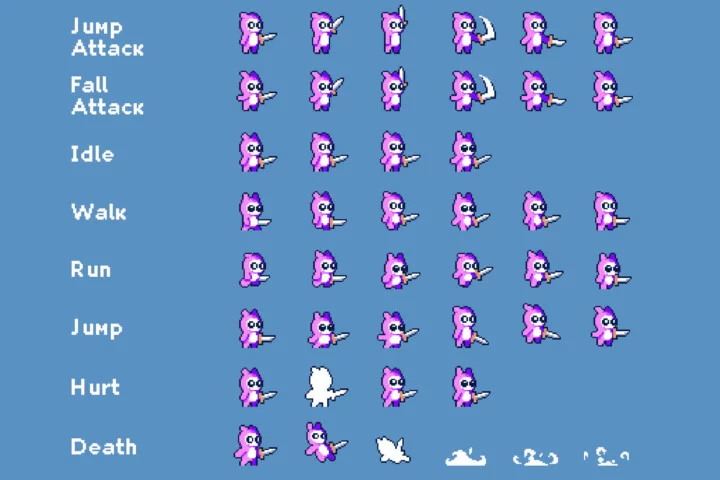 Free Tiny Pixel Hero Sprites with Melee Attacks