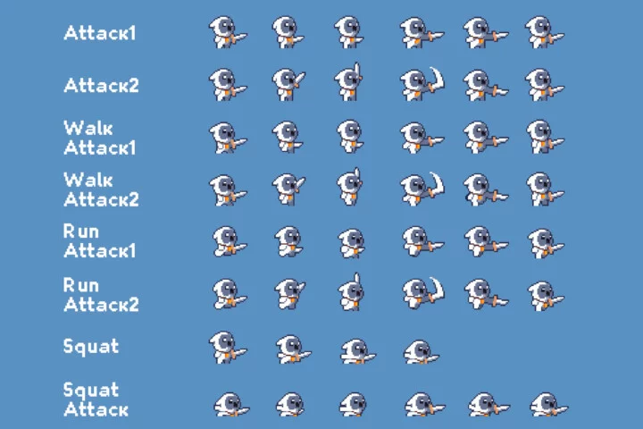 Free Tiny Pixel Hero Sprites with Melee Attacks
