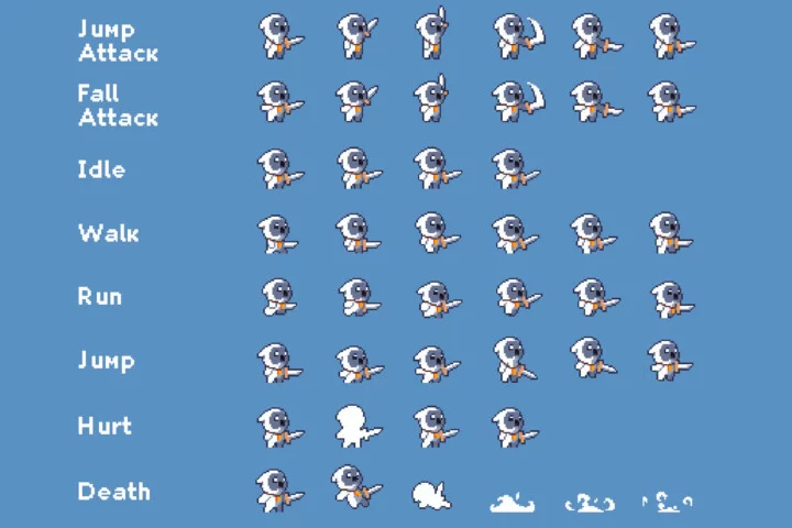 Free Tiny Pixel Hero Sprites with Melee Attacks