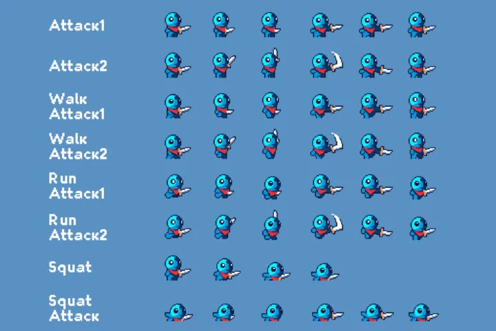 Free Tiny Pixel Hero Sprites with Melee Attacks