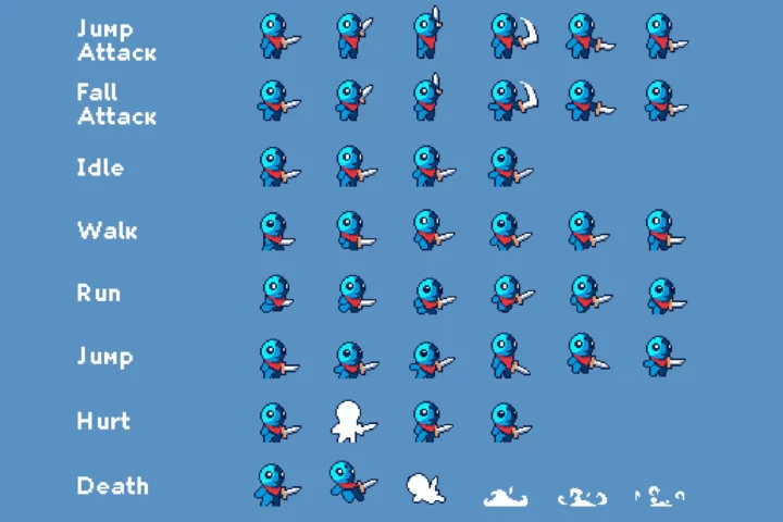 Free Tiny Pixel Hero Sprites with Melee Attacks