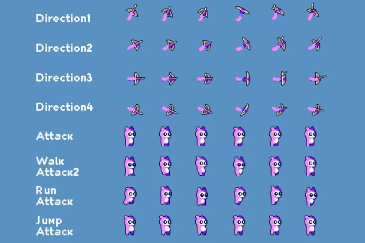 Free Tiny Pixel Hero Sprites with Bow Attacks