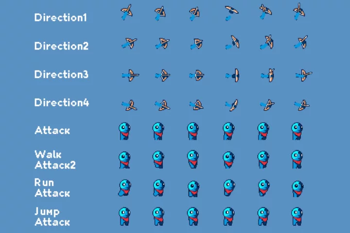 Free Tiny Pixel Hero Sprites with Bow Attacks