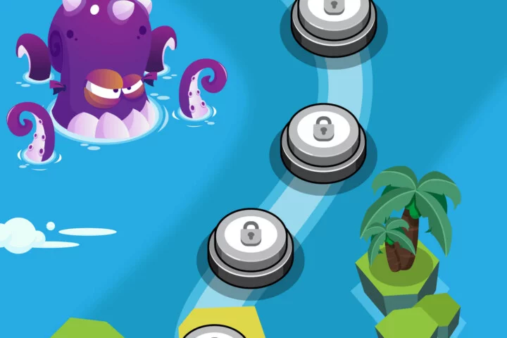 Island Map for Game Level Interface Vector Pack