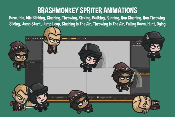 Chibi Vampire Hunter Character Sprites