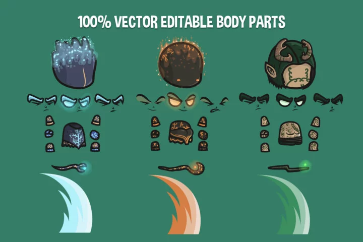 Elemental Spirits Chibi Character Sprite Pack