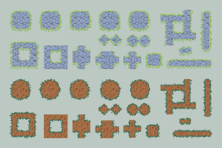 Path and Road Top-Down Tileset Pixel Art