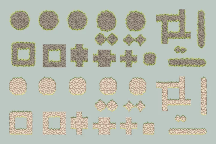 Path and Road Top-Down Tileset Pixel Art