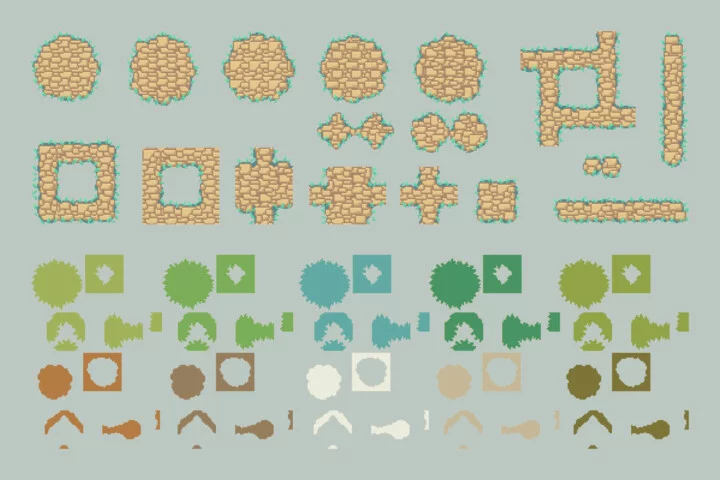Path and Road Top-Down Tileset Pixel Art