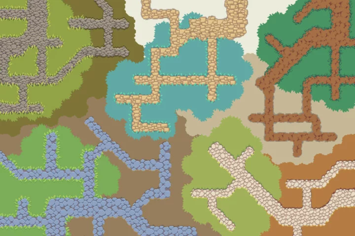 Path and Road Top-Down Tileset Pixel Art