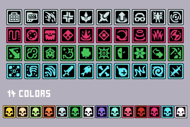 Skill Icons for Pixel Art Cyberpunk Platformer