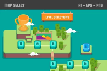 Top-Down Level Select Asset Pack for Video Game Top-Down Level Select Asset Pack for Video Game