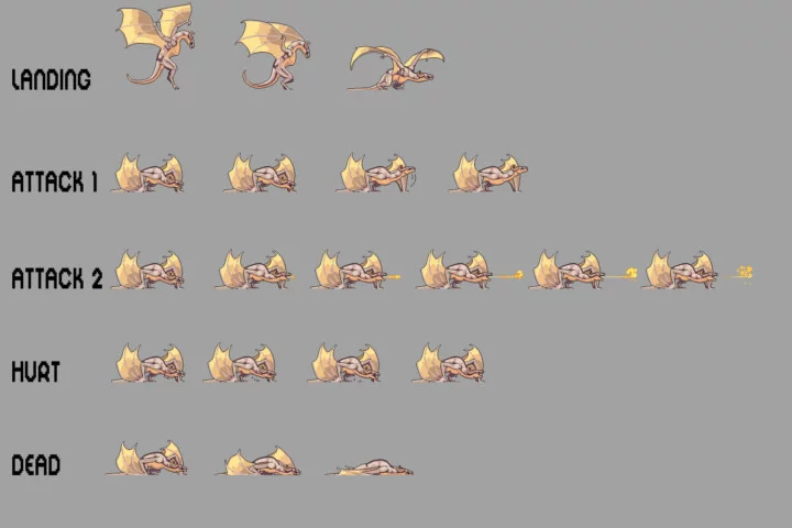 Dragon Pixel Art Character Sprite Sheets Pack