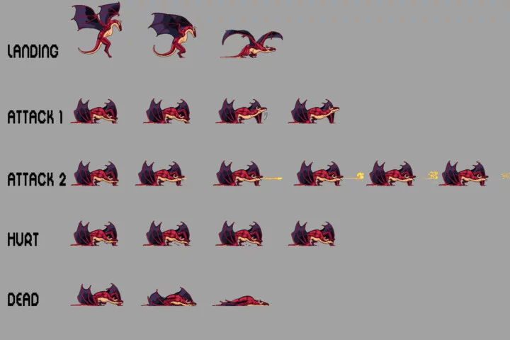 Dragon Pixel Art Character Sprite Sheets Pack