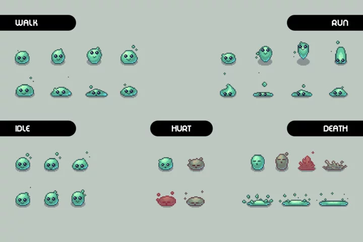 Free Slime Mobs Pixel Art Top-Down Sprite Pack
