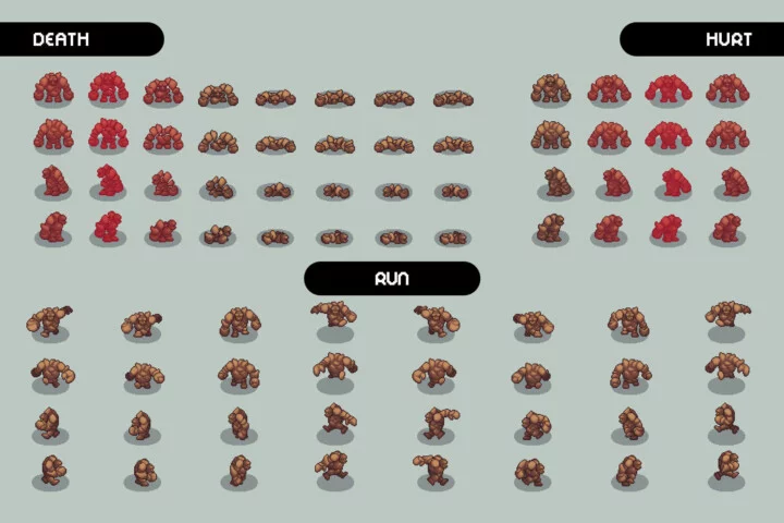 Golem Pixel Art Top-Down Sprite Pack