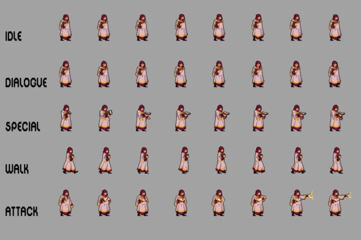 Priest Pixel Art Character Sprite Sheets Pack