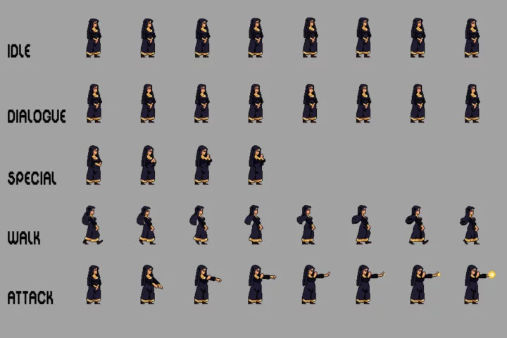 Priest Pixel Art Character Sprite Sheets Pack