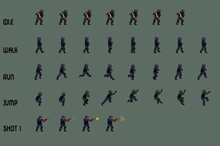 SWAT 2D Pixel Art Character Sprite Pack