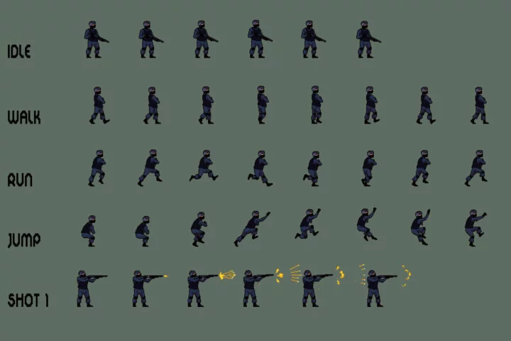 SWAT 2D Pixel Art Character Sprite Pack