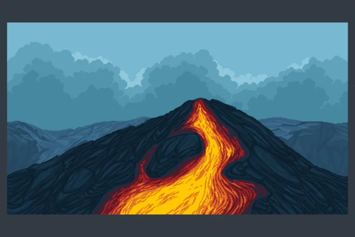 Volcanic Landscape Pixel Game Backgrounds