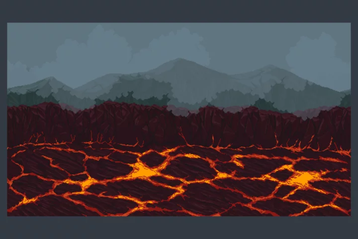 Volcanic Landscape Pixel Game Backgrounds