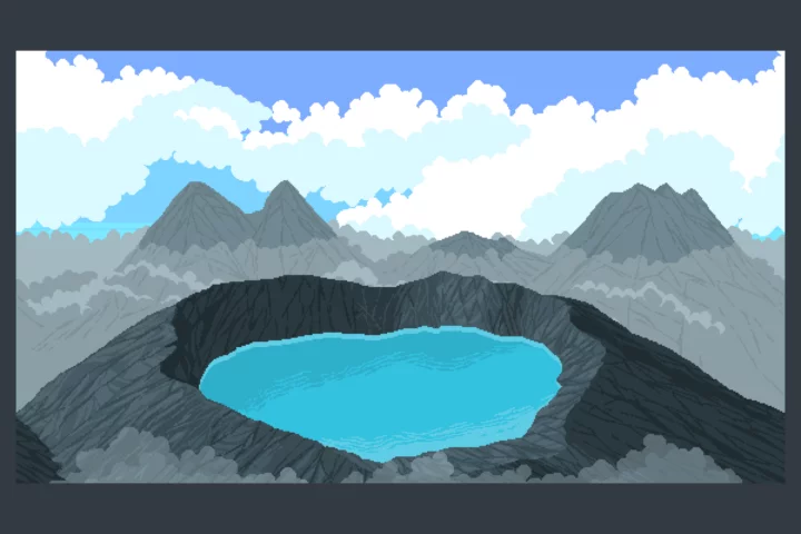 Volcanic Landscape Pixel Game Backgrounds