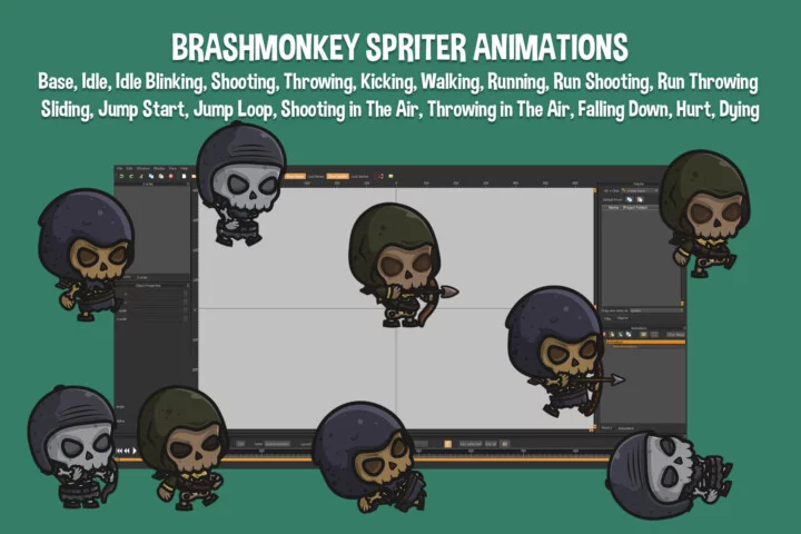 Chibi Skeleton Archer Character Sprites