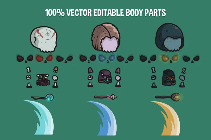 Chibi Skeleton Sorcerer Character Sprites