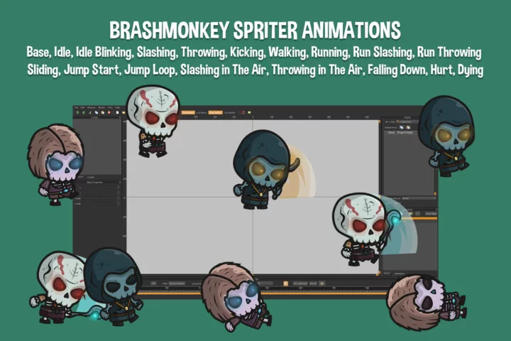 Chibi Skeleton Sorcerer Character Sprites