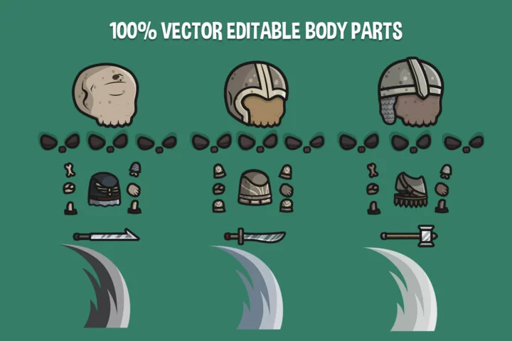 Free Chibi Skeleton Warrior Character Sprites