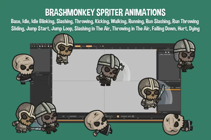 Free Chibi Skeleton Warrior Character Sprites