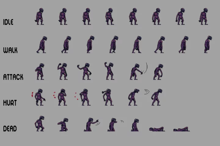 Anime Demon Sprite Sheet Pixel Art Pack