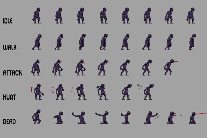 Anime Demon Sprite Sheet Pixel Art Pack