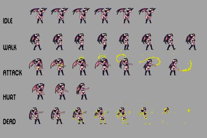 Anime Demon Sprite Sheet Pixel Art Pack