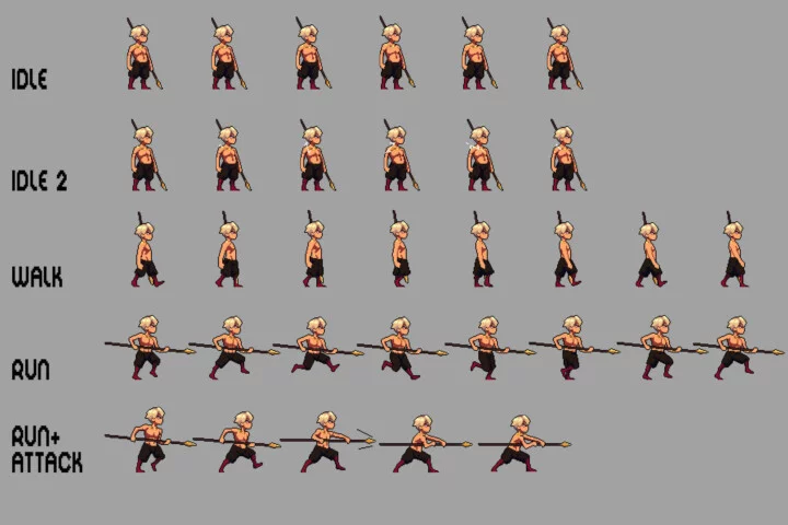 Anime Warrior Man Character Pixel Sprite Pack