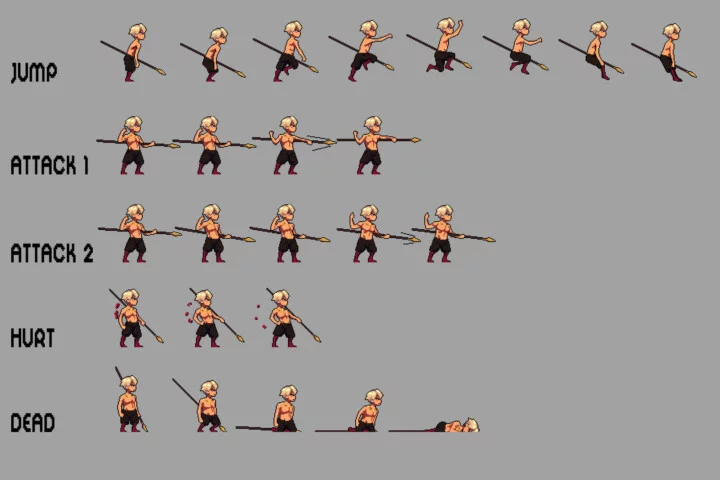 Anime Warrior Man Character Pixel Sprite Pack