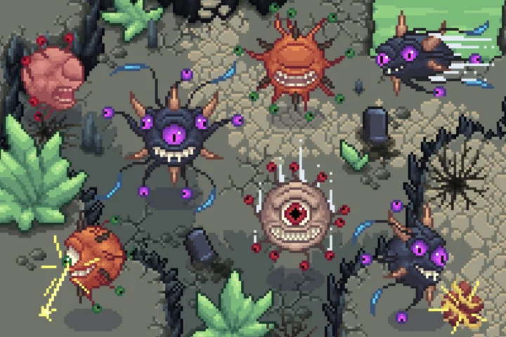 Beholder Monsters Top-Down Pixel Art Sprites
