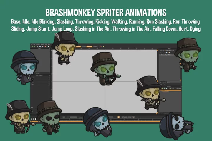 Chibi Skeleton Hunter Character Sprites