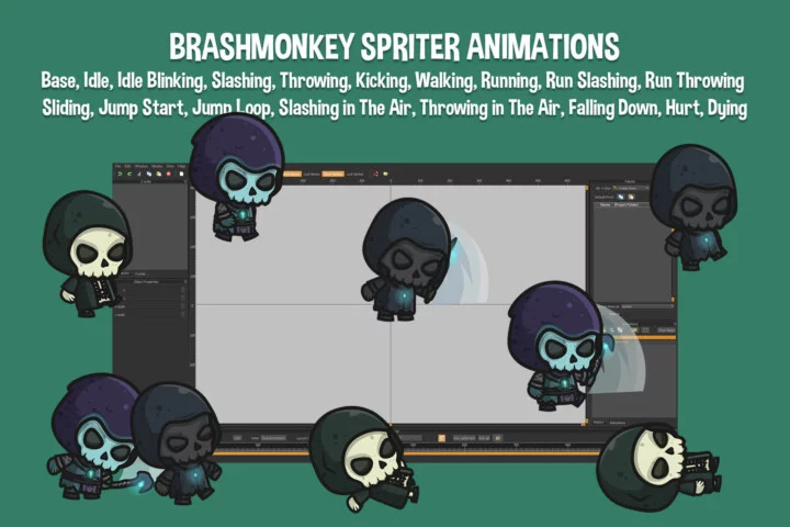 Chibi Skeleton Necromancer Character Sprites